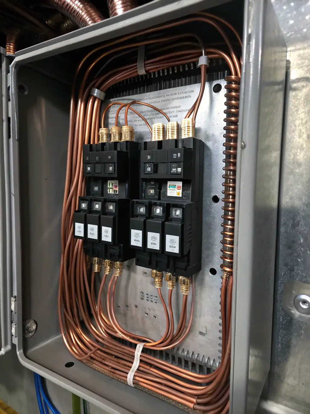 A detailed technical drawing of an electrical panel design, showcasing the complexity and precision of Virelix Engineering Group's electrical design services.